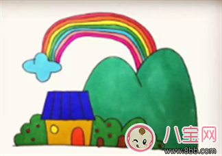 简笔画|宝宝简笔画彩虹屋这样画景色系列彩虹屋