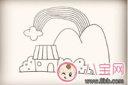 简笔画|宝宝简笔画彩虹屋这样画景色系列彩虹屋