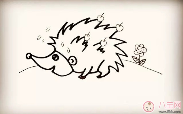 简笔画|儿童小动物简笔画 森林里的小刺猬简笔画