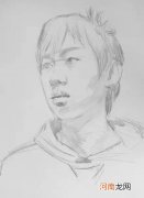男青年侧脸默写绘画素描步骤