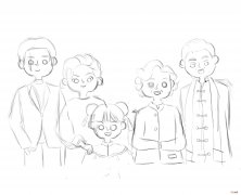 全家福简笔画五口之家