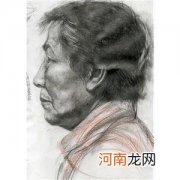 中年男子的纯侧面的素描刻画