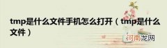 tmp是什么文件 tmp是什么文件手机怎么打开