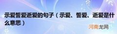 示爱、誓爱、逝爱是什么意思 示爱誓爱逝爱的句子