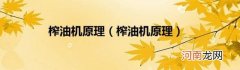 榨油机原理 榨油机原理