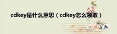 cdkey怎么领取 cdkey是什么意思