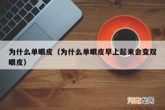 为什么单眼皮早上起来会变双眼皮 为什么单眼皮