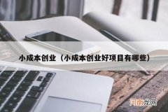 小成本创业好项目有哪些 小成本创业
