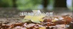 浅陌做网名什么意思