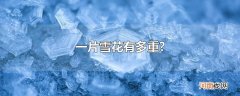 一片雪花有多重?