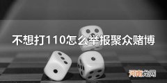 不想打110怎么举报聚众赌博 举报聚众赌博的方式有什么