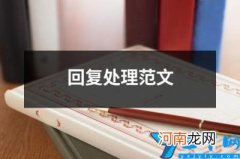 回复处理范文 处理结果回复函的格式