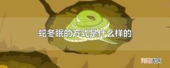蛇冬眠的方式是什么样的