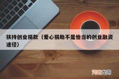 爱心捐助不是恰当的创业融资途径 扶持创业捐款