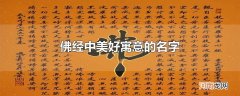 佛经中美好寓意的名字