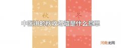 中医讲的秋收冬藏是什么意思