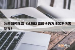 冰箱除霜最快的方法又不伤害冰箱 冰箱如何除霜