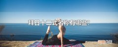 拜日十二式名称有哪些?