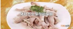 猪肚怎么保存能保鲜