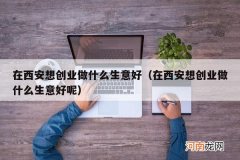 在西安想创业做什么生意好呢 在西安想创业做什么生意好