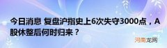 今日消息 复盘沪指史上6次失守3000点，A股休整后何时归来？