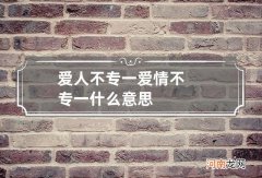 爱人不专一 爱情不专一什么意思
