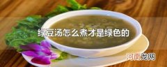 绿豆汤怎么煮才是绿色的